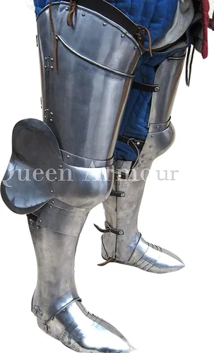 Vista 5 de Medieval Conjunto completo de piernas estilo Milán Pierna alemán gótico placa piernas alemán gladiador burgonet casco europeo Hervidor odio vikingo