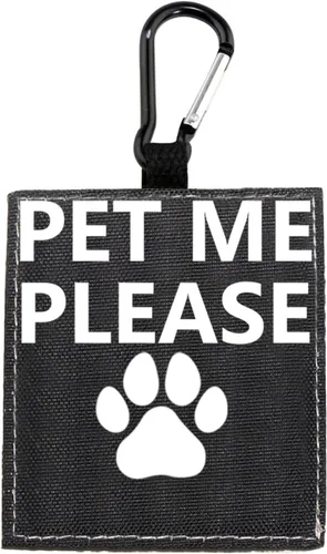 Vista 8 de Divertida funda para correa para perro, con texto en inglés "Pet Me Please Dog", para alerta, parche de identificación colgante, regalo de Pet Me