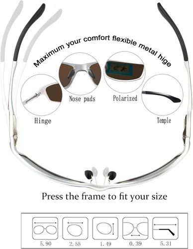 Vista 4 de BIRCEN Gafas de sol polarizadas para hombre protección UV, tonos azules y negros para hombre, conducción deportiva con marco de metal Al-Mg