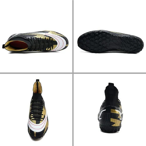 Vista 3 de Zquaus Botas de fútbol para hombre, zapatos de fútbol, zapatos de punta, zapatillas de deporte cómodas para adultos, atlético, al aire