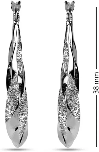 Vista 4 de LeCalla Aretes de aro clásicos de plata de ley 925 con corte de diamante ligero para mujer, Plata de ley