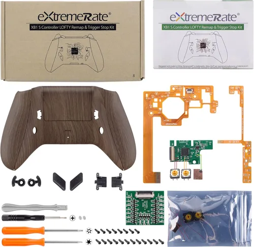 Vista 2 de eXtremeRate Lofty - Kit de parada programable para reprogramar y disparar, chips mod y carcasa trasera rediseñada y carriles laterales y botones