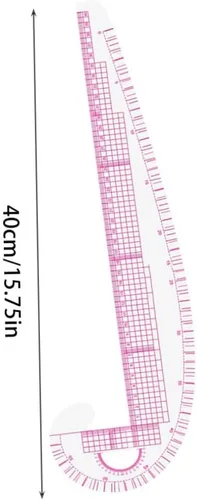 Vista 8 de Regla curva 3 en 1, regla de costura métrica de plástico para costura, regla de manualidades para costura, regla curva, regla de costura métrica