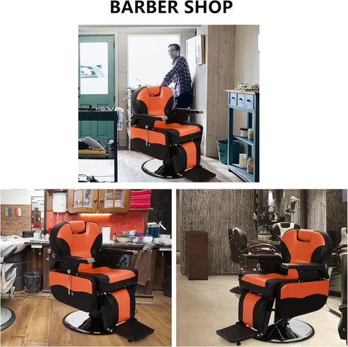 Vista 7 de Winado Silla de peluquería reclinable resistente, giratoria de 360° y altura ajustable y soporta hasta 440 libras, para peluquería y salón