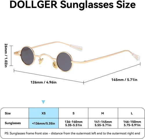 Vista 5 de Dollger Gafas de sol polarizadas punk de los años 70, diseño de círculo hippie, Negro