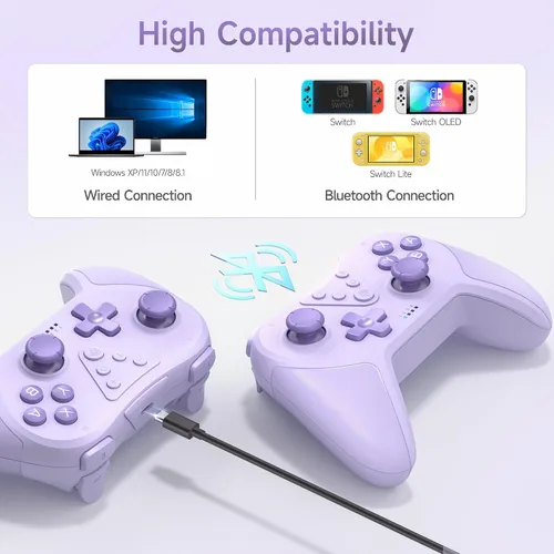 Vista 2 de EasySMX T37 Switch Controller, Wireless Switch Pro Controller for SwitchSwitch LiteSwitch OLED, Wireless Remote Gamepad with Joystick, Adjustable