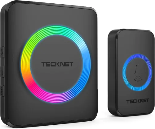 Vista 10 de TECKNET Timbre inalámbrico, timbre de puerta 0-120dB, alcance inalámbrico de 1300 pies, timbres para aulas resistentes al agua IP65, 60 sonidos