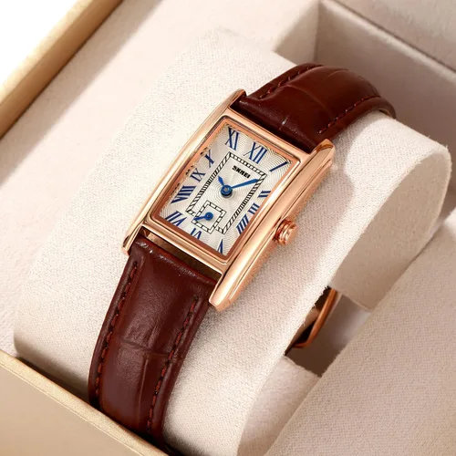 Vista 5 de FANMIS Reloj de pulsera rectangular vintage para mujer, reloj de cuarzo analógico para mujer, ultrafino, reloj de pulsera para mujer, reloj