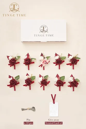 Vista 5 de TINGE TIME Boutonniere para hombres, boda, novio y padrino Boutonniere para ceremonia de boda, aniversario, cena formal y boda rústica de primavera