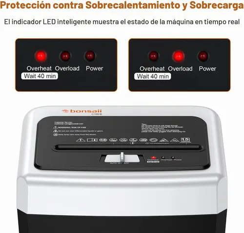 Vista 7 de Bonsaii Trituradora de papel resistente de 15 hojas de corte cruzado de 40