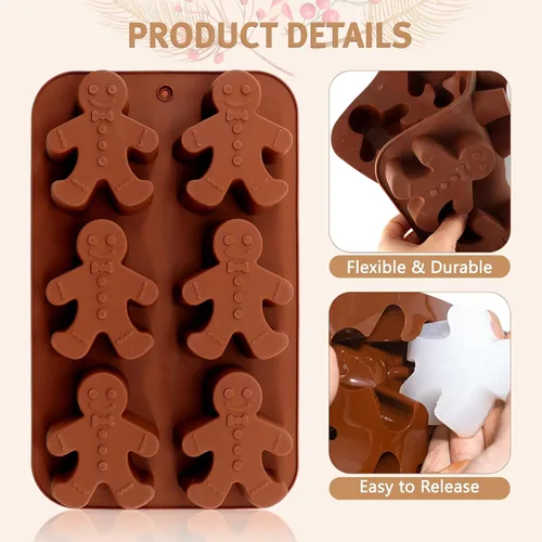 Vista 5 de Molde de silicona para hornear, molde de chocolate para hombre de jengibre, molde de jabón para bricolaje