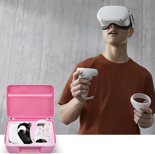 Vista 8 de Hard Carrying Case for Meta for Oculus Quest 2 All-in-One VR Gaming Headset and Touch Controllers Travel Storage Bag with Silicone Face Cover Lens