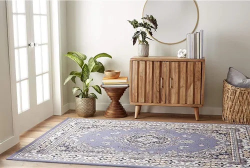 Vista 3 de Home Dynamix Premium Sakarya - Alfombra tradicional con borde de medallón, color azul campo, 9 pies 2 pulgadas x 12 pies 5 pulgadas, rectangular