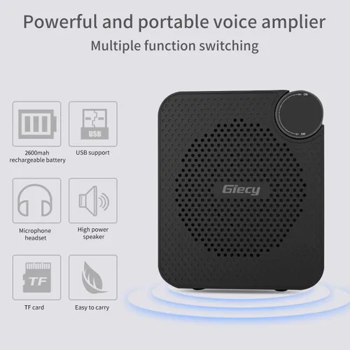 Vista 6 de Amplificador de Voz Portátil con Auriculares de Micrófono con Cable, Altavoz de Sistema PA Recargable, Micrófono Personal, Amplificador de Voz