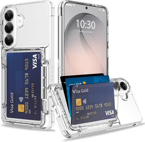 Vista 20 de Funda tipo cartera para iPhone 13 Pro Max con 3 ranuras para tarjetas de crédito, a prueba de golpes, híbrida, resistente, transparente Cubierta