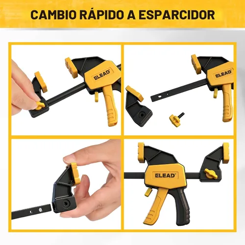 Vista 6 de Abrazaderas de barra mini de 6 pulgadas para carpintería, abrazadera/separador F de una mano de 2 piezas, abrazadera para madera con límite de carga