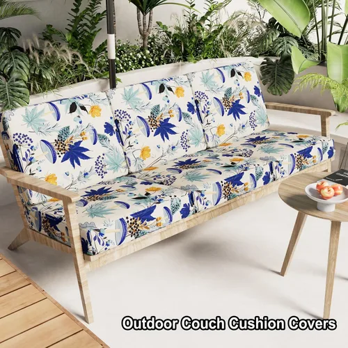 Vista 27 de hyha Fundas de cojín de sofá estampadas, fundas de sofá florales lavables para sofás con 2 cojines, fundas de cojín de patrón elástico para muebles