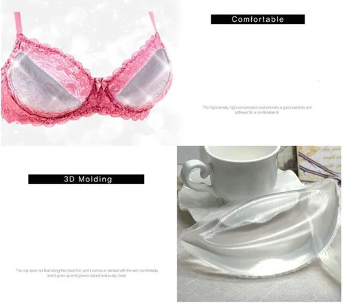 Vista 4 de Conolu Insertos de sujetador de silicona transparente Inserciones de pecho de gel triangular, reforzadores impermeables con almohadillas push up