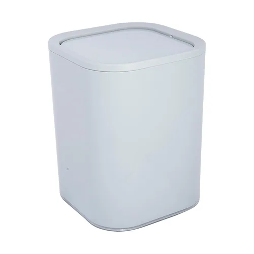 Vista 11 de Bath Bliss Paquete de 2 cubos de basura acrílicos de 8 L Dimensiones: 7.5 x 7.5 x 10 pulgadas Blanco Contemporáneo Tapa oscilante 8 litros