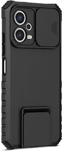 Vista 6 de Funda para Redmi Note 12 5G, Redmi Note 12 4G/Poco X5 5G con protector de pantalla de vidrio templado y cubierta de cámara deslizante, cubierta