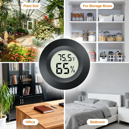 Vista 4 de 2 unidades de termómetro higrómetro mini digital con pantalla LCD, medidor de humedad para interiores y exteriores, temperatura