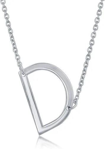 Vista 29 de Dainty Sideways Initial Necklace for Women – Sterling Silver or 14K Gold Plated 20mm Alphabet Letter Pendant