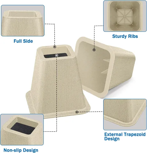 Vista 3 de ANNKUT Elevadores de cama resistentes de 6 pulgadas, elevadores de muebles para escritorio, silla, mesa o sofá, elevadores de sofá, soporta hasta