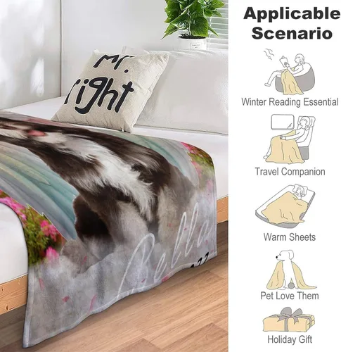 Vista 4 de Manta personalizada con imagen, mantas de memoria personalizadas para perros, hechas en Estados Unidos, imagen personalizada para pérdida de 1 Foto