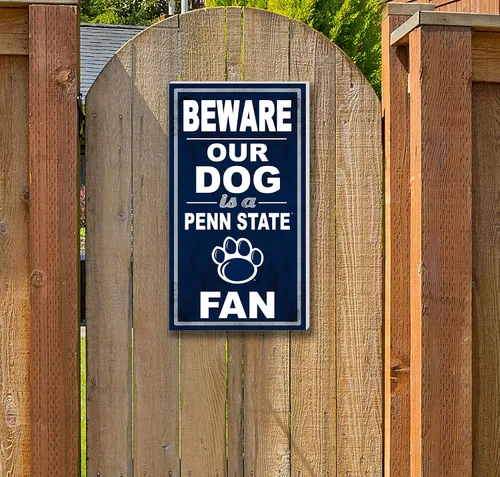 Vista 2 de KH Sports Fan Letrero de Penn State Nittany Lions de 11 x 20 pulgadas en Outdoor Beware of Dog, color del