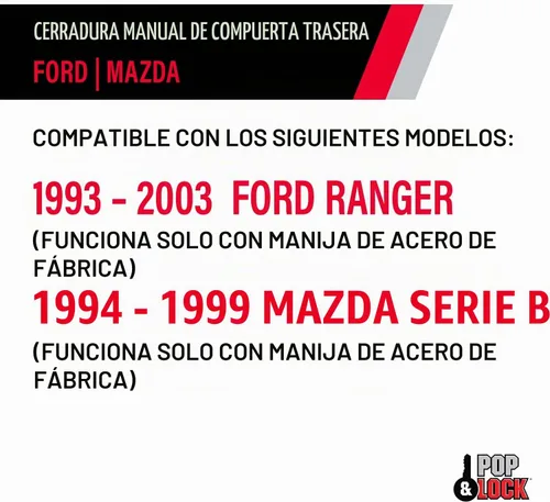 Vista 6 de Pop & Lock PL2300 Cerradura manual negra para portón trasero (funciona solo con mango de acero de fábrica)