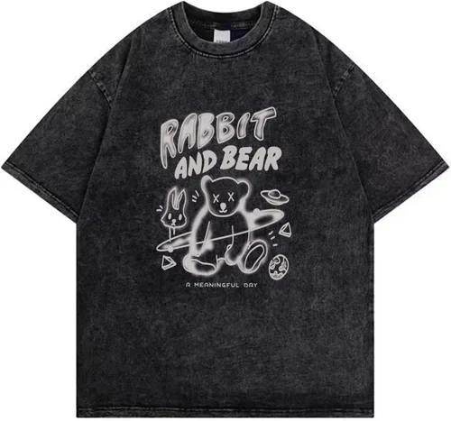 Vista 13 de Camiseta gótica para mujer, Y2K Harajuku, tops gráficos de algodón, ropa de anime 586 Gris Oscuro