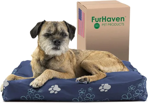 Vista 7 de Furhaven - Cama para perros y gatos, cojín de lujo, diseño rectangular tradicional, cama para mascotas con funda extraíble para perros y gatos