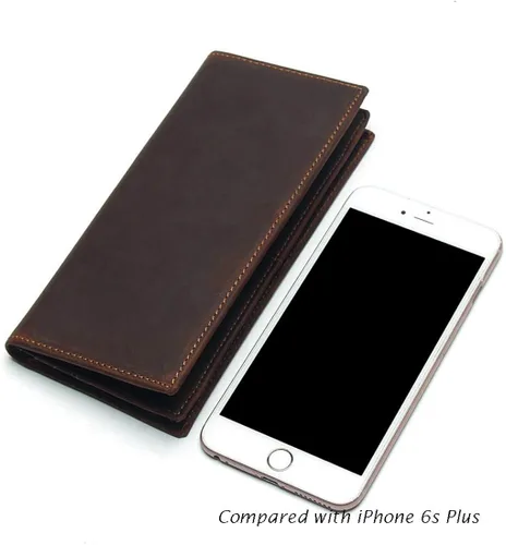 Vista 2 de LUUFAN Billetera larga de cuero genuino para hombre, cartera plegable grabada