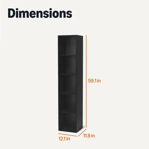 Vista 2 de Amazon Basics - Estantería de 5 cubos compatible con organizadores de almacenamiento de tela, color negro Compatible con organizadores de cubos