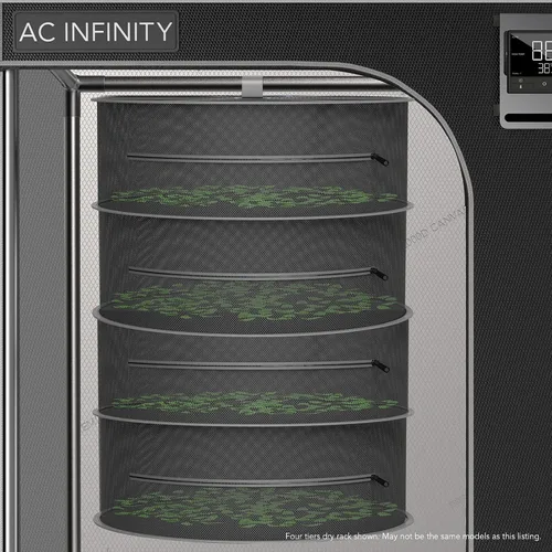Vista 6 de AC Infinity Rejilla de secado de hierbas, red de malla colgante de 2 capas para plantas, semillas y brotes, 18 pulgadas de diámetro para carpas