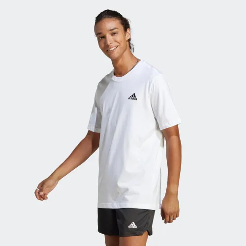 Vista 2 de adidas Camiseta Essentials con logotipo pequeño bordado para hombre