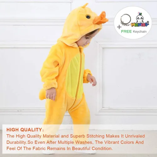 Vista 5 de MICHLEY - Overol unisex para bebé mameluco estilo animal con capucha de franela cosplay para invierno u otoño