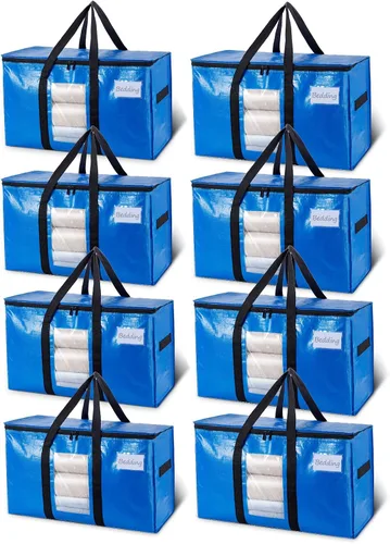 Vista 52 de TAILI - Bolsas de mudanza extra grandes, paquete de 10 bolsas negras resistentes para almacenamiento con ventana visible, asas envolventes