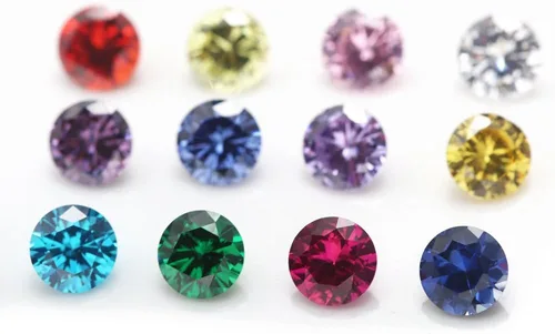 Vista 5 de 12 piedras de cumpleaños 1 unids por color redondo suelto Cubic Zirconia piedras sintéticas rubí sintético espinela