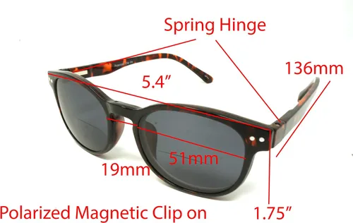 Vista 2 de ColorViper - Lector bifocal, transparente + clip magnético polarizado gafas de sol polarizadas
