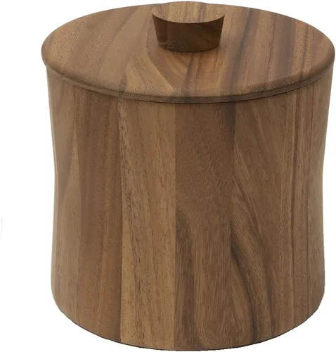 Vista 2 de Woodard & Charles - Cubo de hielo de madera de acacia, 2 cuartos de galón, 7" x 7 1/2" Acacia Wood Ice Bucket With Removable Liner; Keeps Ice