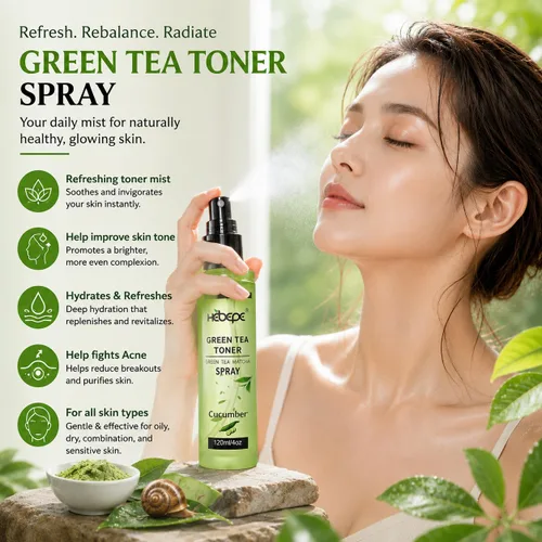 Vista 5 de Green Tea Matcha - Tóner facial con agua de coco, refrescante y calmante con aceite de jojoba, aceite de ricino, filtrado de caracol, 4.1 fl oz