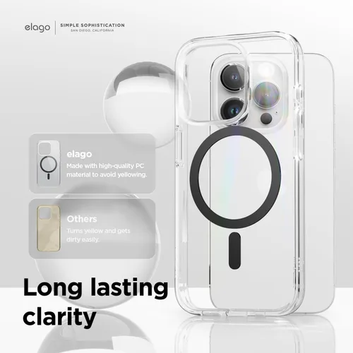 Vista 5 de elago Funda magnética híbrida transparente compatible con iPhone 15 Pro, compatible con MagSafe, 6.1 pulgadas, protección contra caídas de grado