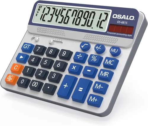 Vista 15 de Calculadora de escritorio, pantalla LCD extra grande, botón de computadora, calculadora de contabilidad de 12 dígitos (OS-2135 Pro-2Pcs)
