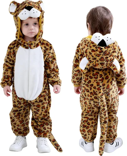 Vista 11 de TONWHAR - Disfraz para niños y bebés, disfraz de dinosaurio, tigre, animal, atuendo de fantasía, mameluco con capucha Azul (Blue Unicorn)