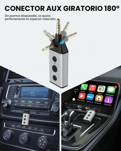 Vista 3 de 1Mii Adaptador del coche de B04 Bluetooth 5,4, receptor AUX Bluetooth