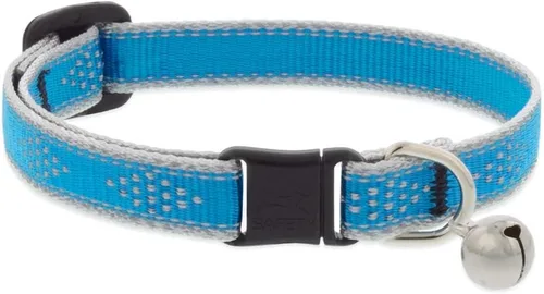 Vista 6 de Collar de seguridad reflectante para gatos de 1/2 pulgada de ancho con diamante verde que se ajusta de 8 a 12 pulgadas