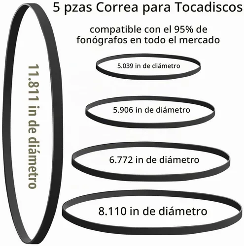 Vista 2 de 5 correas de tocadiscos de diferentes especificaciones compatibles con Technics SL-200, ATLP120, (5 correas de tocadiscos diferentes)