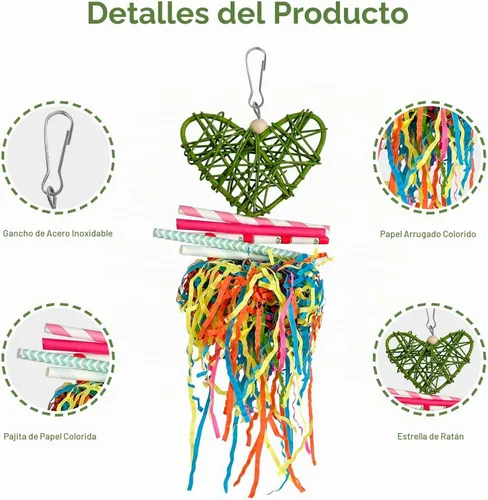 Vista 4 de Juguetes para pájaros, 3 piezas naturales de mazorca de maíz para pájaros masticables, juguetes de forrajeo para loros pequeños y medianos, conures