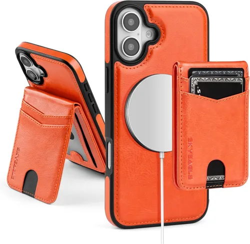 Vista 117 de SkyEagle - Funda tipo cartera compatible con MagSafe para iPhone 11, color negro Detachable Magnetic Credit Card Holder,RFID Blocking,PU